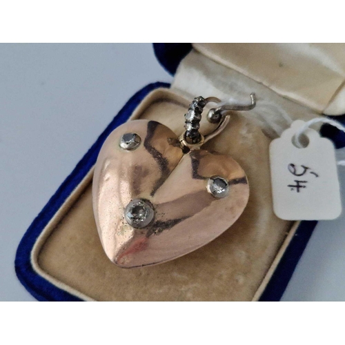 54 - A Very Large Early Victorian Gold And Diamond Heart Pendant Boxed