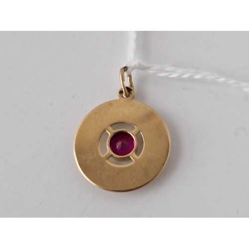 572 - A Julio Esperanza Pendant With Red Stone 14Ct Gold 1.1 Gms