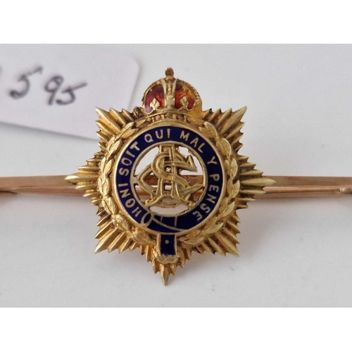 595 - A Military Brooch 15Ct Gold 5.4 Gms