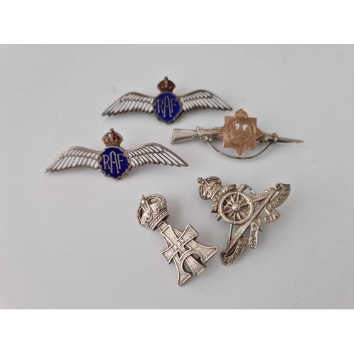 596 - Five Military Silver Brooches