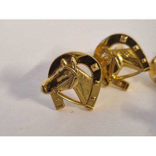 608 - A Pair Of Metal Fox Head And Horse Head Design Cufflinks