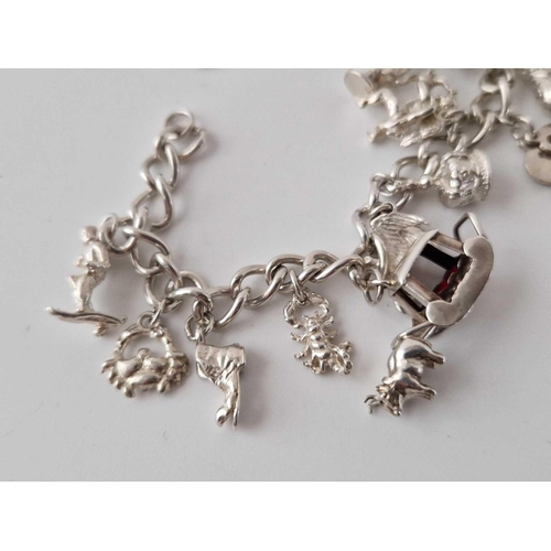 617 - A Silver Charm Bracelet 6 Inch 39 Gms