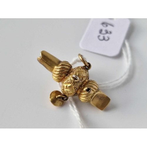 633 - A Victorian Gold Whistle Charm Af 1.9 Gms