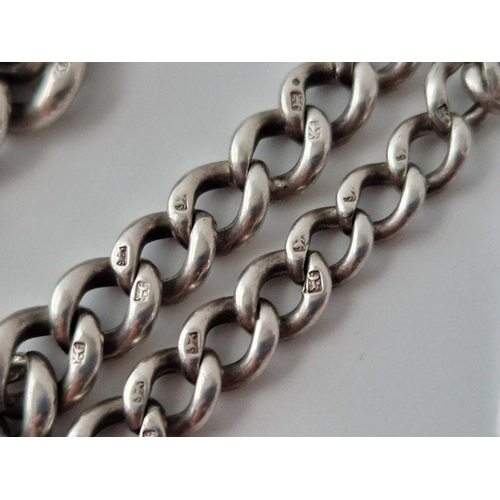 674 - A Good Silver Albert Chain With Shield Fob 14 Inch