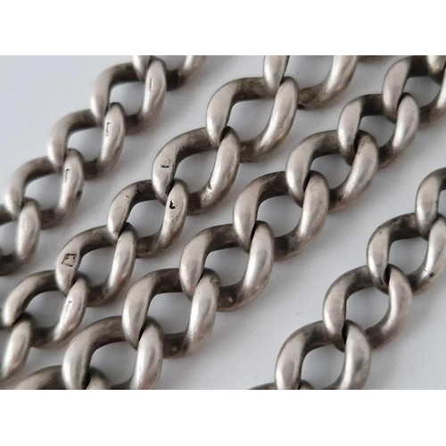 675 - Two Silver Albert Chains With Fob 51 Gms