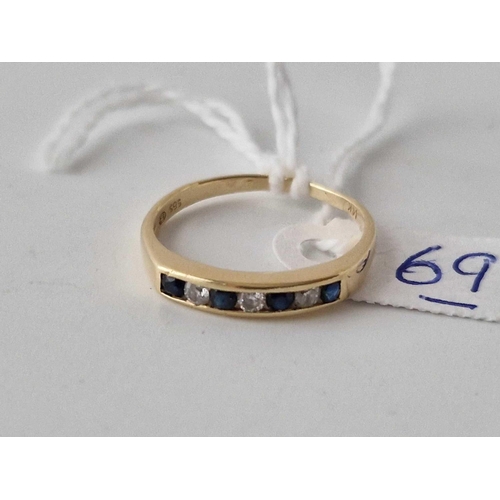 69 - Vintage Sapphire & Diamond 14Ct Gold � Hoop Ring Size L 1.6G