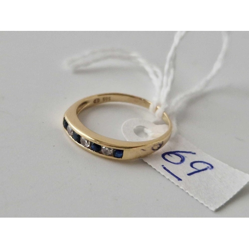 69 - Vintage Sapphire & Diamond 14Ct Gold � Hoop Ring Size L 1.6G