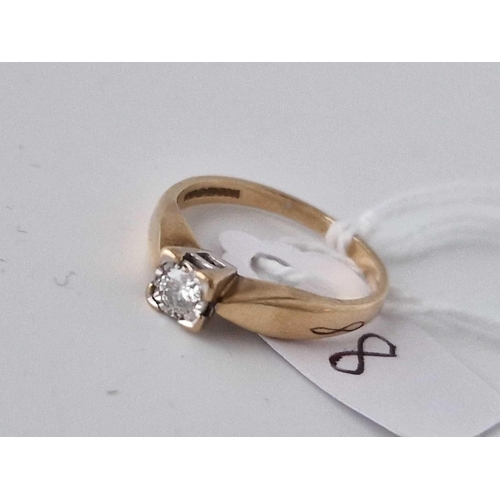 8 - A Solitaire Diamond Ring 9Ct Size K 2.1 Gms