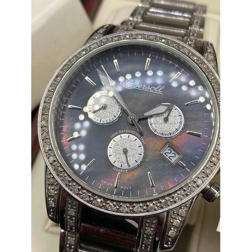 800 - A Ingersoll Multi Dial Quartz Wrist Watch With Inset Diamonds As New In Inner And Outer Box And Cert... 