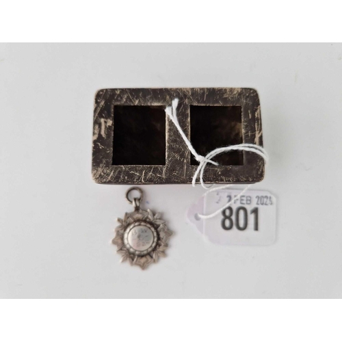 801 - A Stamp Holder In The Form A Troth On Ball Feet, Birmingham 1900 By Jd And A Silver Fob