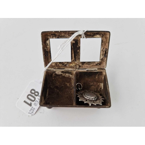 801 - A Stamp Holder In The Form A Troth On Ball Feet, Birmingham 1900 By Jd And A Silver Fob