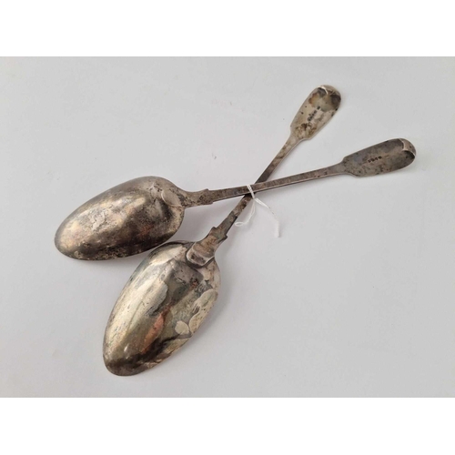 814 - A Pair Of Georgian Fiddle Pattern Basting Spoons, London 1831  By Hh, 228G