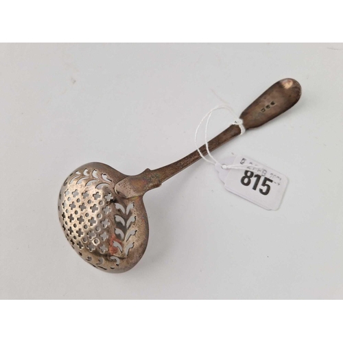 815 - A Georgian Fiddle Pattern Sifter Spoon With Oval Bowl, London 1815, 41G