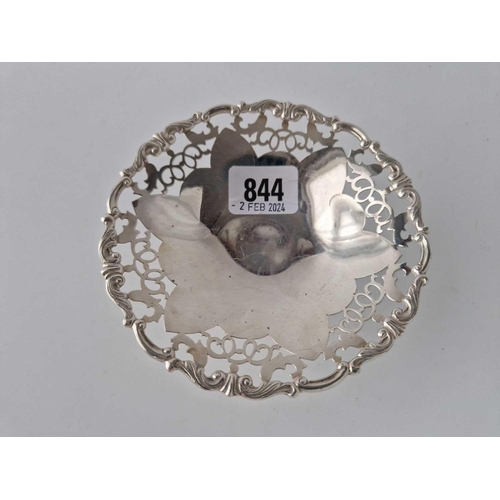 844 - A Sweet Dish With Pierced Border, Cast Rim, 5 Inche Wide, Sheffield Import Mark, 112 G.