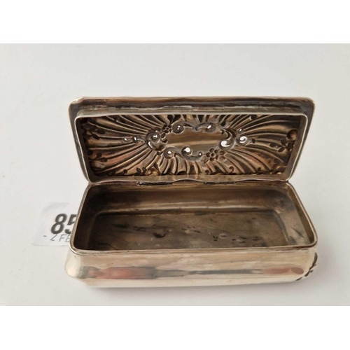 855 - An Embossed Oblong Box, Hinged Cover, 3.5 Inches Wide, Birmingham 1900, 56 G.