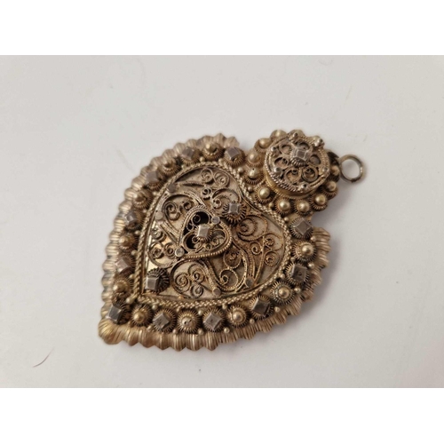 864 - An Eastern Silver Two Part Buckle With Filigree Decoration, 6 Inches Long