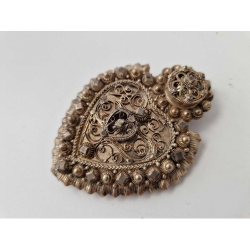 864 - An Eastern Silver Two Part Buckle With Filigree Decoration, 6 Inches Long