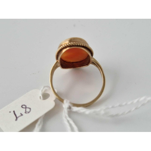 87 - A Cameo Ring 9Ct Size S 3.5 Gms