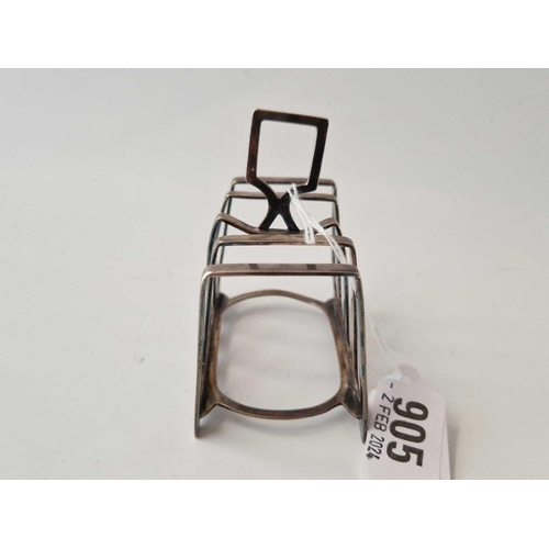 905 - A Five Bar Toast Rack On Bracket Feet, 3.25 Inches Wide, Sheffield 1910, 93 G.