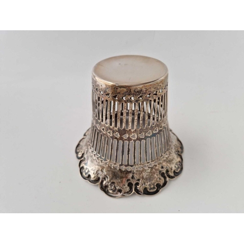 909 - A Flower Pot Holder With Pierced Sides And Scroll Rim, 5.5 Inches Wide, Sheffield 1903 By W&H, 180 G