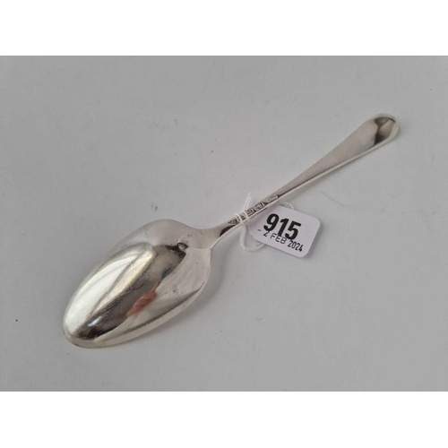 915 - A Mid 18Th Century Bottom Marked Table Spoon, London Probably 1760 By Et, 65 G.