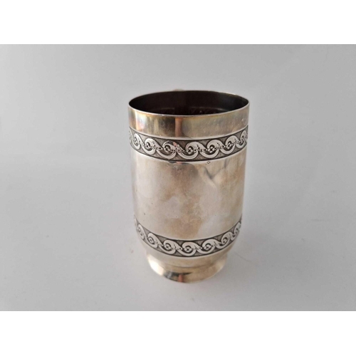 940 - Good Victorian  Tankard With Two Chased Bands.5.25 In High. London 1853 By R M E M. 355Gms