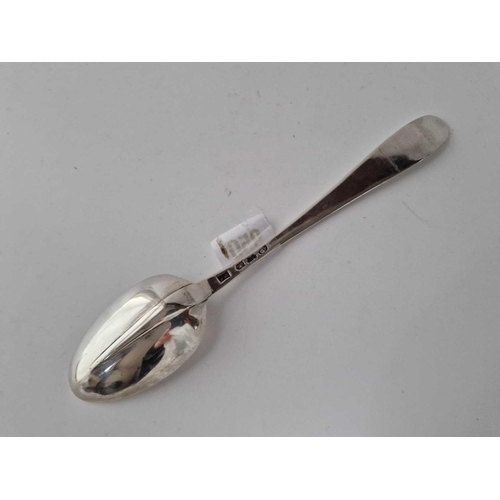 950 - Good Irish Georgian Tablespoon With Rat Tail Bowl, Crested Stem. Dublin 1790 By J S. 70 Gm