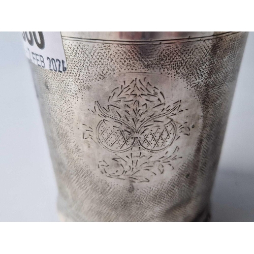 986 - An Antique Continental Beaker Engraved With Flowers On Matted Ground, 4 Inches High, 105 G.