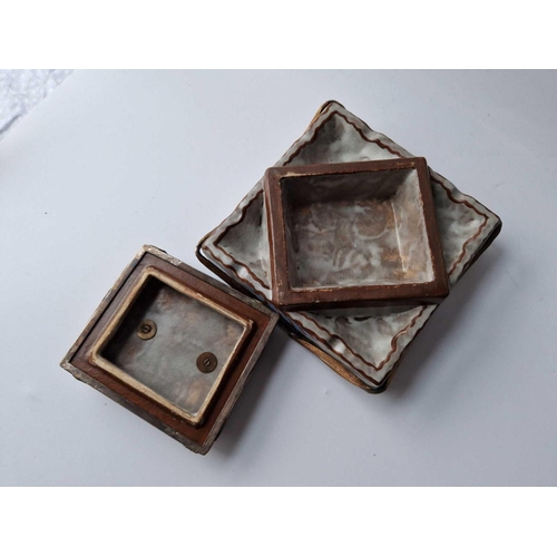 995 - A French Art Deco Porcelain Box Tabacciana Having Silver Frame And Mounts, Marked France