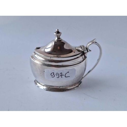 997c - An Oval Boat Shaped Mustard Pot With Crested Side, London 1913, 65 G. Exc Bgl