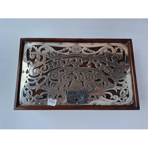 997l - A Spanish Silver Mounted �Charitos Cigarros� Box On Hardwood Frame, 10 Inches Wide