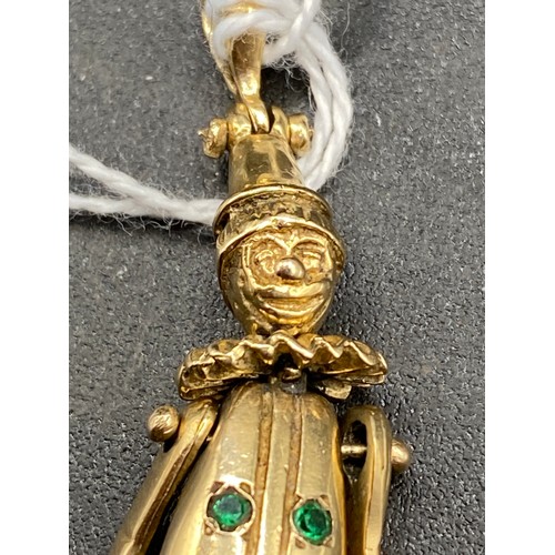 171 - A Articulated Gem Set Gold Clown Pendant 9Ct 11 Gms