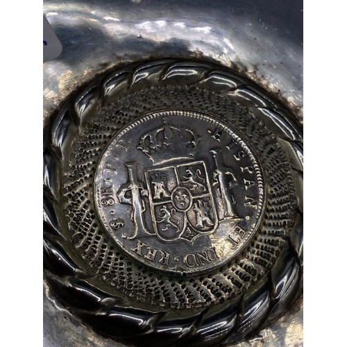 999 - A Continental Silver (900 Standard) Arms Dish Inset With A Coin And Date 1802, 8.5 Inches Diameter 3... 