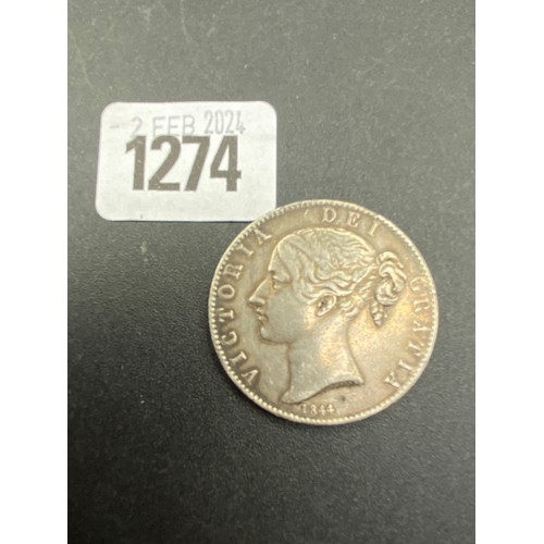 1274 - A Victorian Crown 1844 Better Grade