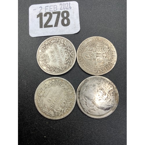 1278 - Shillings 1820, 1880/3 & 1901 (4)