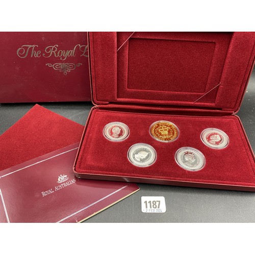 1187 - Australia Royal With Lustre Coin Set Of 4 Coins & Medallion, 162G