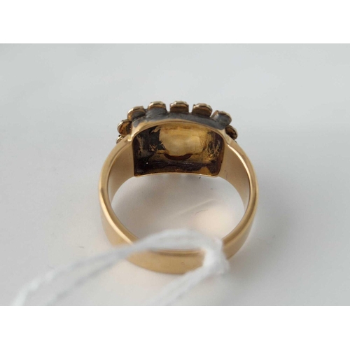 136 - A ANTIQUE BAND RING WITH GARNET AND PEARLS 22CT GOLD SIZE P 7.3 GMS