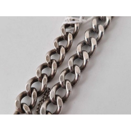 142 - A silver curb link bracelet with heart padlock, 29 g