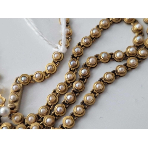 156 - A GOOD SEED PEARL COLLAR 15CT GOLD 14.5 INCHES 18.3 GMS