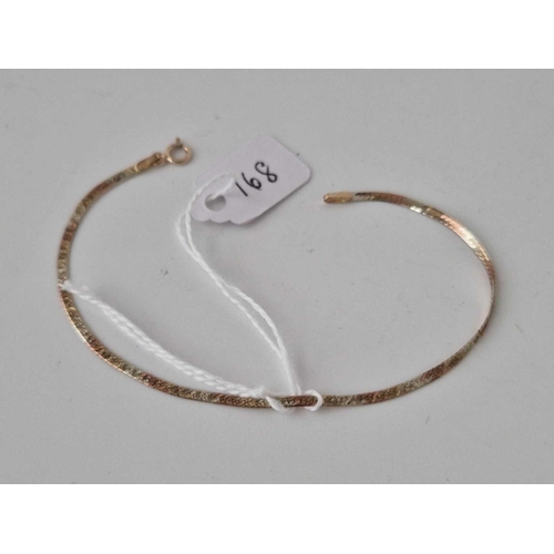 168 - A gold bracelet 9ct 7 inch