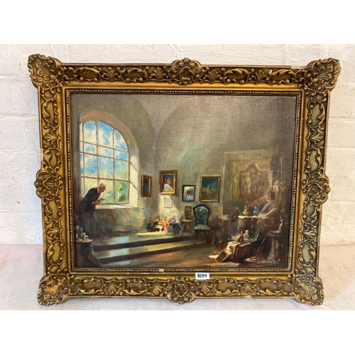 1694 - Peisely - Figures in an Interior - 15 x 20  in Signed