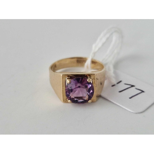 177 - A amethyst ring 9ct size L 3.5 gms