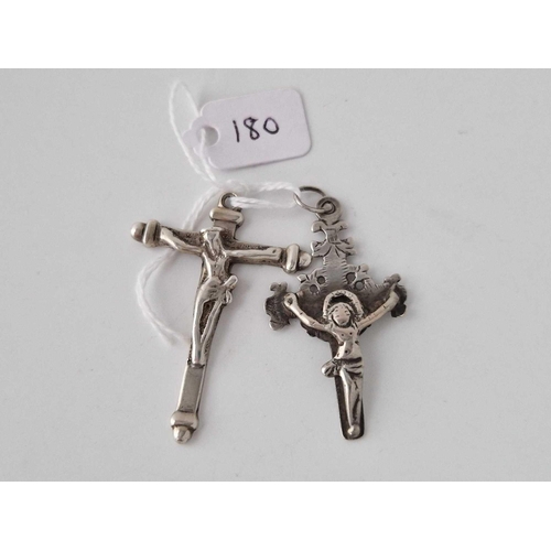 180 - Two silver crucifix pendants