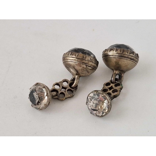 21 - A antique Georgian silver and paste set cufflinks