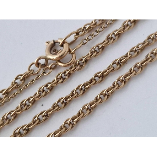 232 - A long neck chain, 9ct, 24.5 inch, 7.4 g