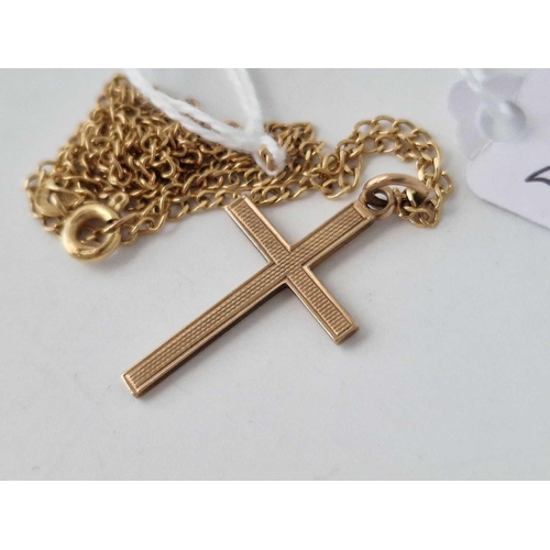 239 - A cross on neck chain, both 9ct, 16 inch, 3.3 g