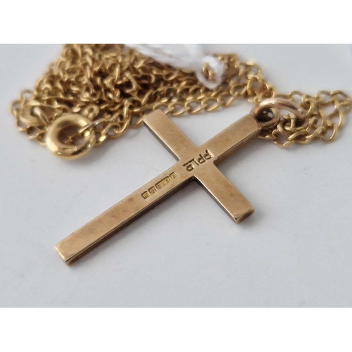 239 - A cross on neck chain, both 9ct, 16 inch, 3.3 g