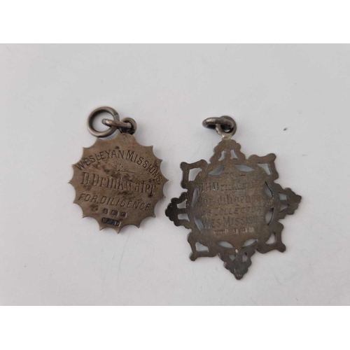 242 - Two silver watch fob medallions,