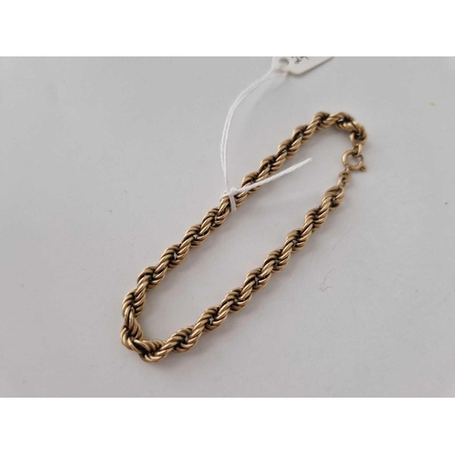 244 - A rope link bracelet, 9ct, 7.5 inch, 8.9 g