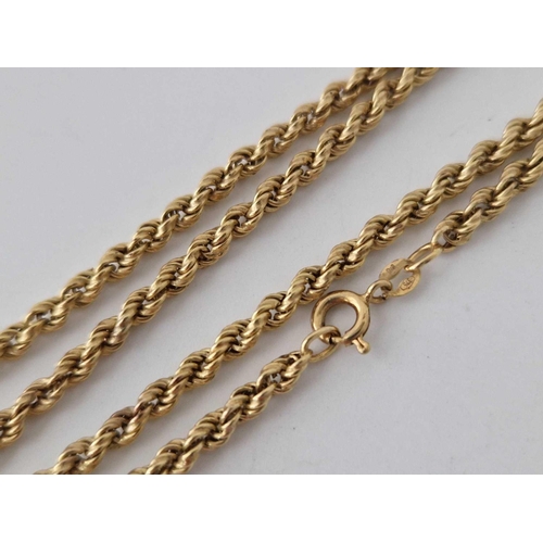 245 - A rope link neck chain, 9ct, 19.5 inch, 5.8 g